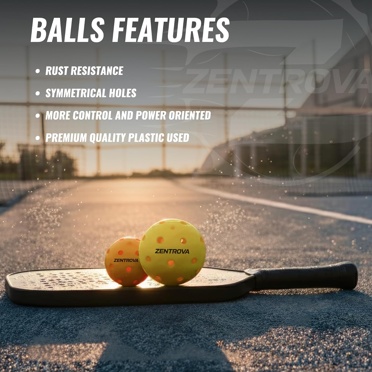 Zentrova Pickleball Paddles Set of 2, Fiberglass Surface w/PP Honeycomb Core Pickleball Rackets, Lightweight Pickle Ball Paddle w/4 Balls, 2 Overgrips 2 Wristbands & Carry Bag – for Men & Women