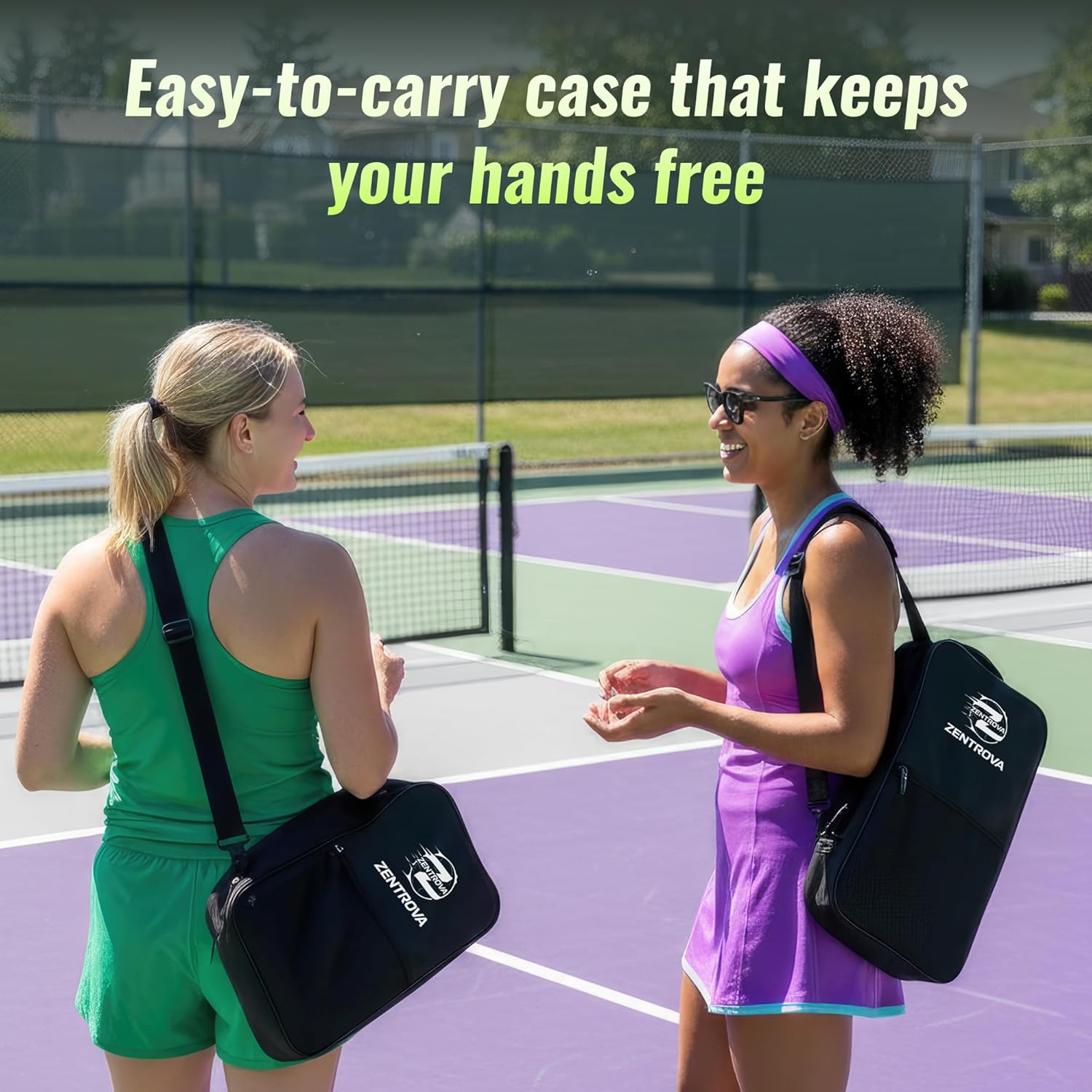 Zentrova Pickleball Paddles Set of 2, Fiberglass Surface w/PP Honeycomb Core Pickleball Rackets, Lightweight Pickle Ball Paddle w/4 Balls, 2 Overgrips 2 Wristbands & Carry Bag – for Men & Women